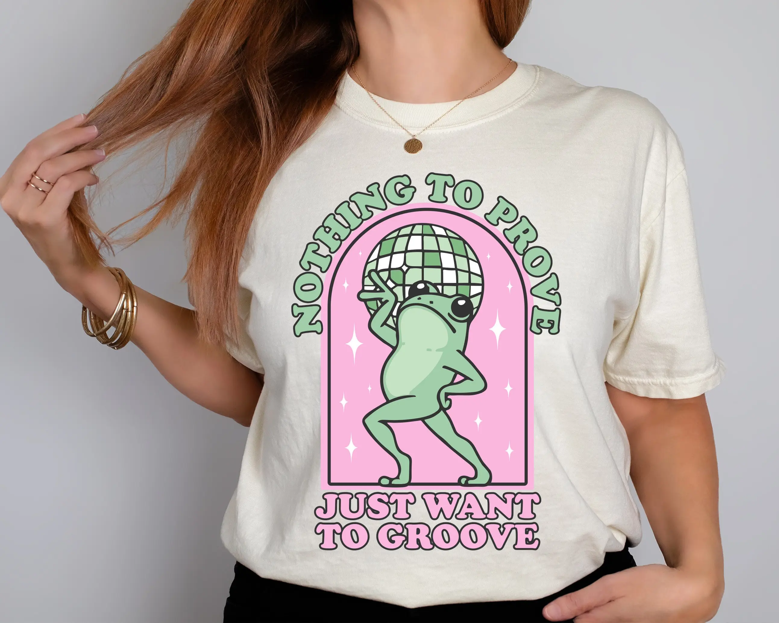 Nothing To Prove Just Want Groove Dancing Frog T Shirt Funny Disco Groovy Ball And