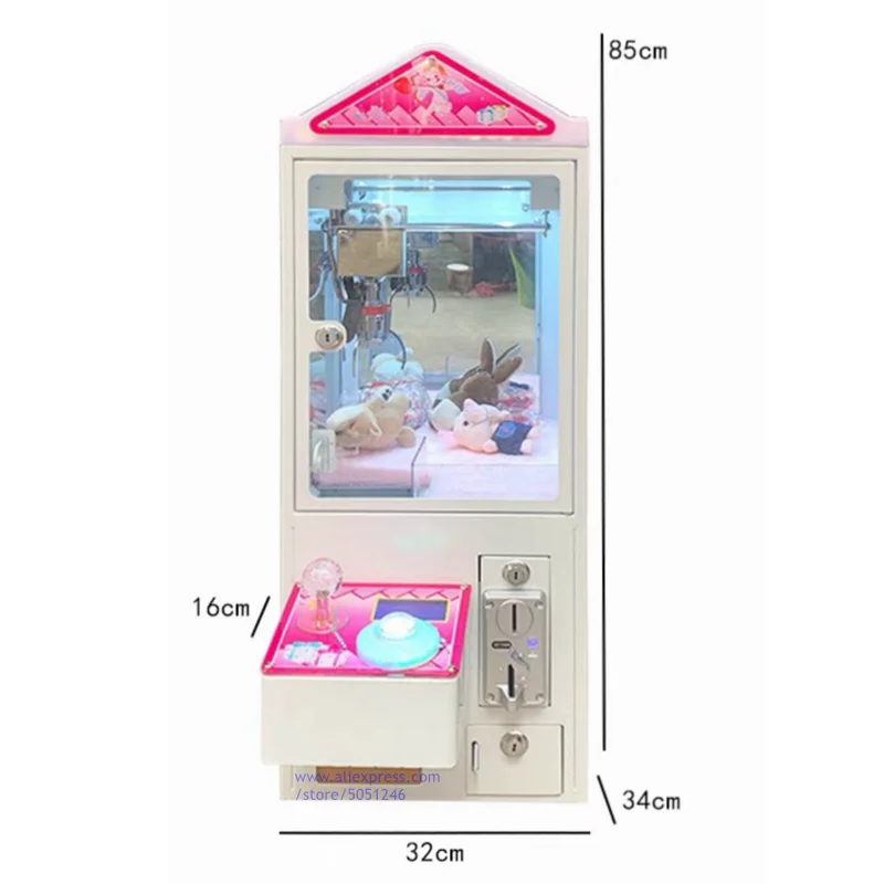 5pcs Mini Crane Claw Stuffed Toy Doll Machine Kids Coin Pusher Prize Arcade Games Candy Gashapon Gacha Capsule Vending Machine