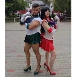 Adult US Size Men Anime Womens Cosplay Halloween Costume Sailor Moon Dress Gloves Socks Headband Neck-strap Bow Outfits