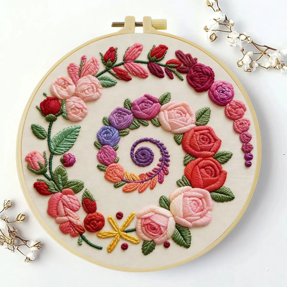 1 Stück 20X20CM/15X15CM 7,87/6,3 Zoll Blumen-Stickerei-Starter-Kit DIY-Kit DIY-Stickerei-Set Handarbeiten Heimdekoration Malerei – Detail 3