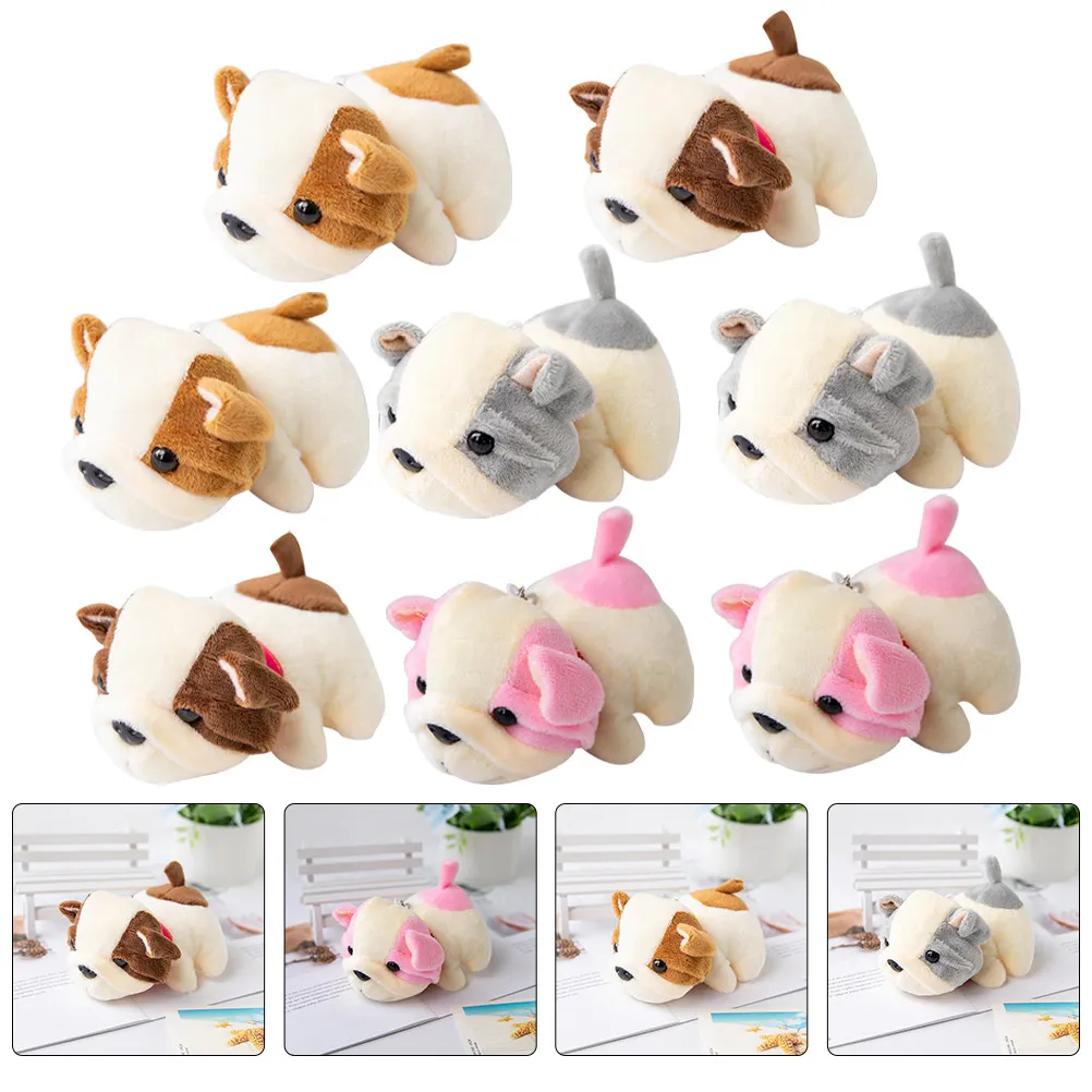 8Pcs Key Chains Hanging Stuffed Dog Bag Pendants Wear-Resistant Cute Cartoon Decorative Portable Bag Accessories