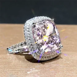 AAAAA Big Yellow Pink Zirconia Wedding 925 Silver Rings for Women Romantic Bridal Marriage Ceremony Party Rings Fashion Jewelry