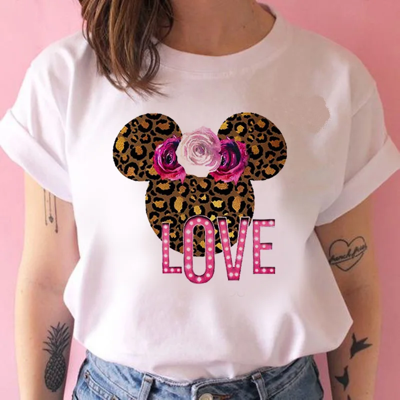 

2025 Summer Fashion New Mickey and Minnie 2025 Cute Printed Y2k Women's T-Shirt Women's Short Sleeve T-Shirt Loose Casual Top