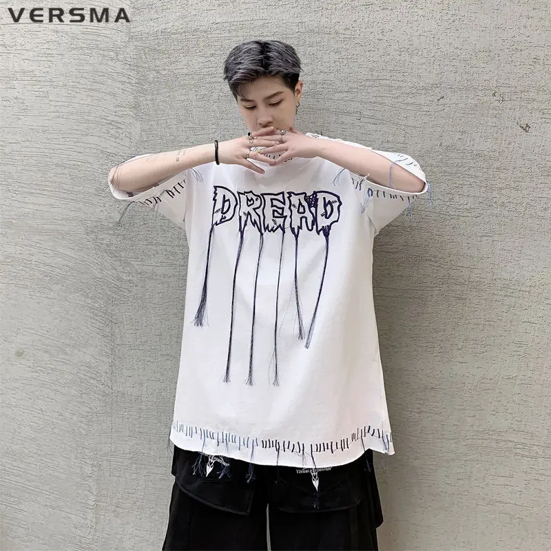 

Футболка VERSMA Мужская/женская оверсайз с вышивкой в стиле K-POP, модная черная хлопковая рубашка с коротким рукавом в стиле бойфренда, лето