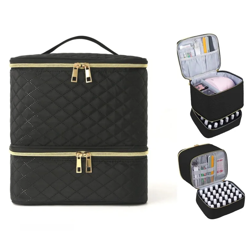 

Nail Polish Storage Bag Essential Oil Bag Portable Cosmetic Nail Care Kit Nail Care Tool Storage Box Double Layer 30 Compartment