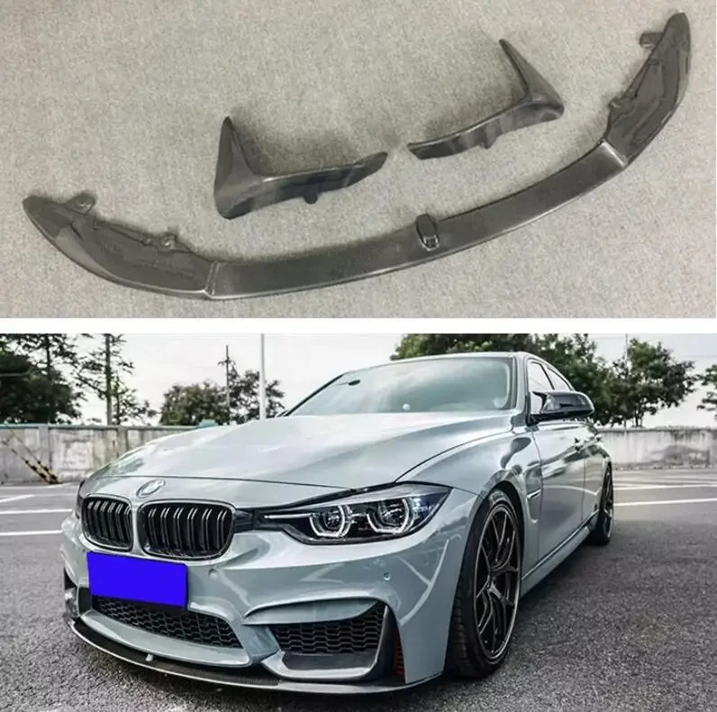 3PCS/SET REAL CARBON FIBER Front Bumper Lip Splitters Cup Flaps Cover For BMW F80 F82 F83 M3 M4 2014-2020