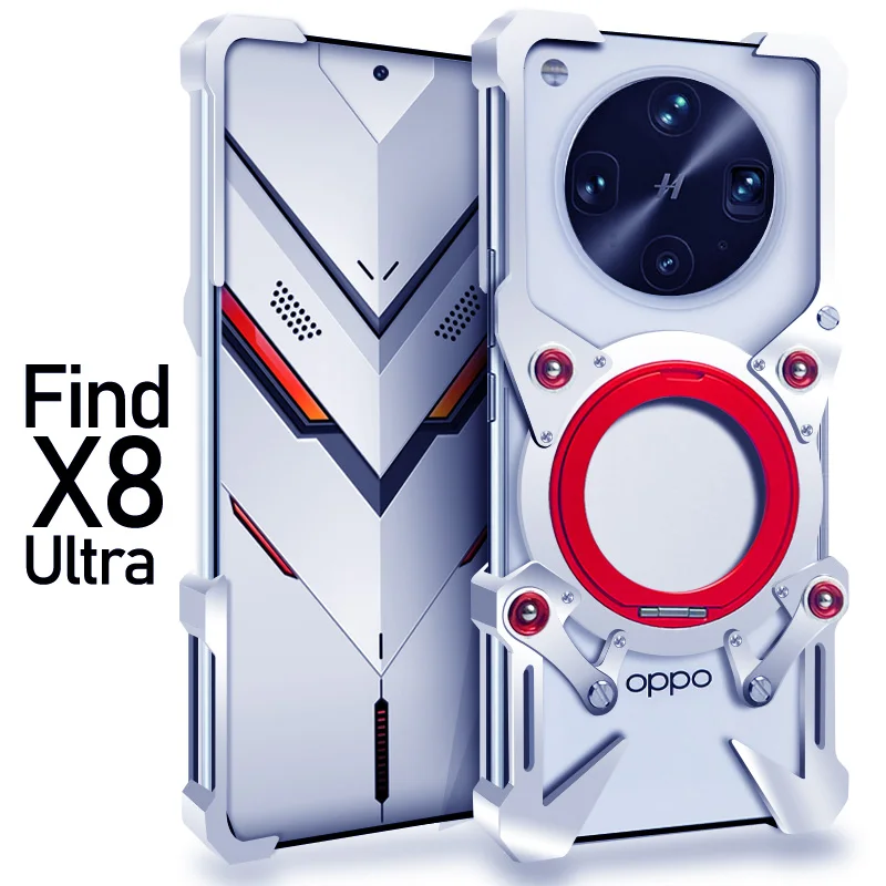 

Aluminum Frameless Case For OPPO Find X8 Ultra X8 Pro X8s + Rotating Bracket Shell Metal Rimless Shockproof Cover