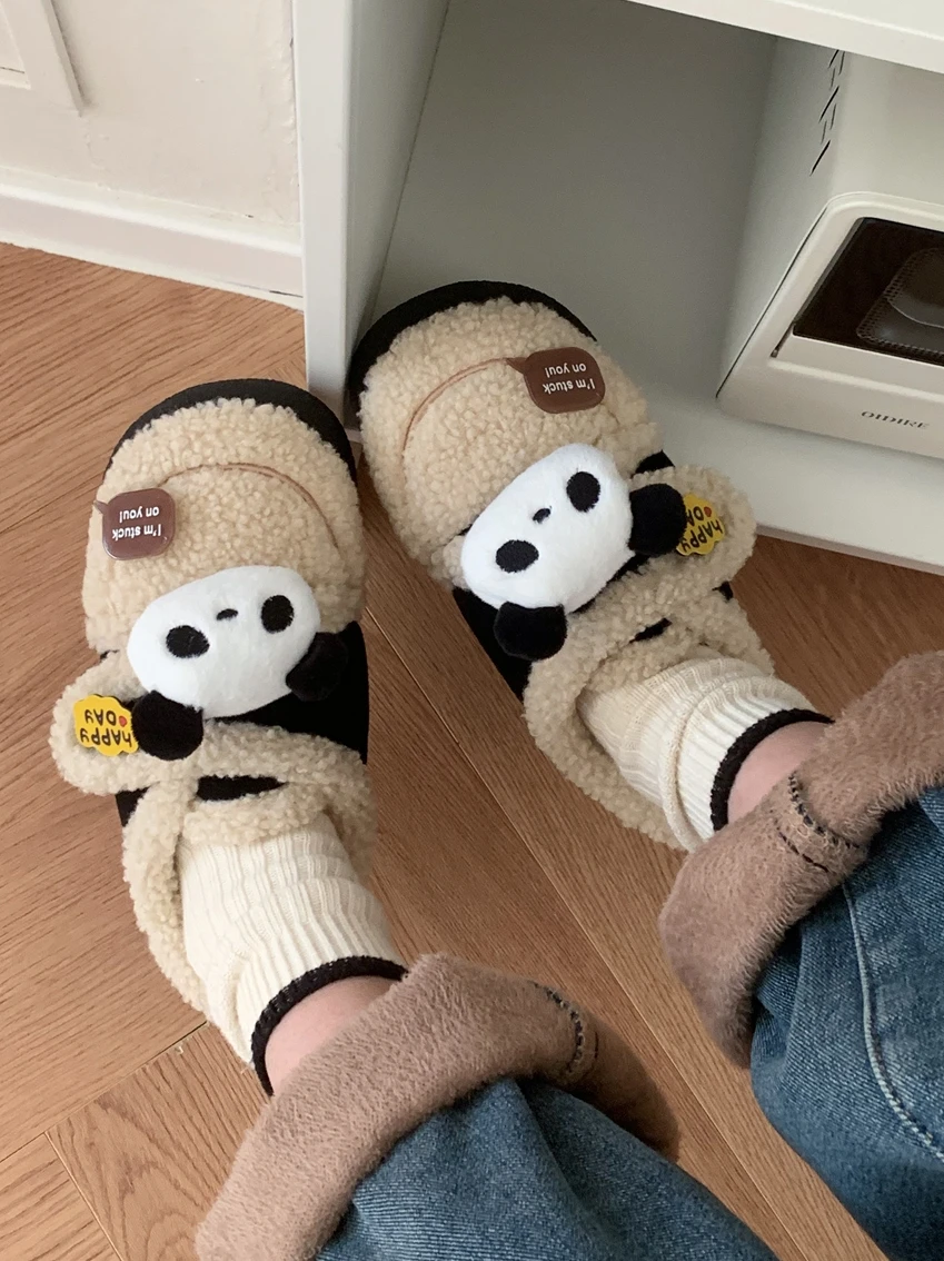 Women Home Slippers Creative Parent-child Boys' Girls' Baby Slipper Cotton Shoes Cute Panda Winter Outwear Shoes