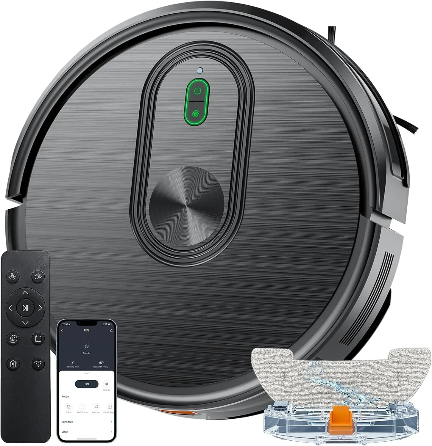 

2-in-1 Robot Vacuum and Mop with 3200Pa Suction, App/Wi-Fi/Voice Control, Self-Charging for Pet Hair on Hard Floors and Carpets