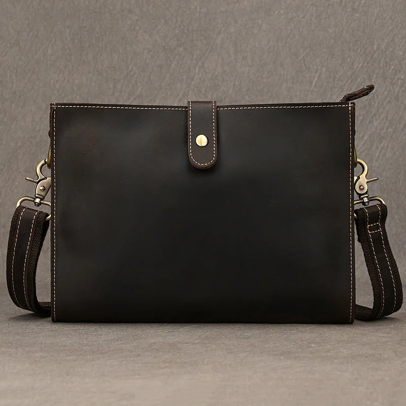 

New Crazy Horse Leather Handbag, Large Capacity Retro Handbag, Business Wallet, Casual Shoulder Bag, Trendy