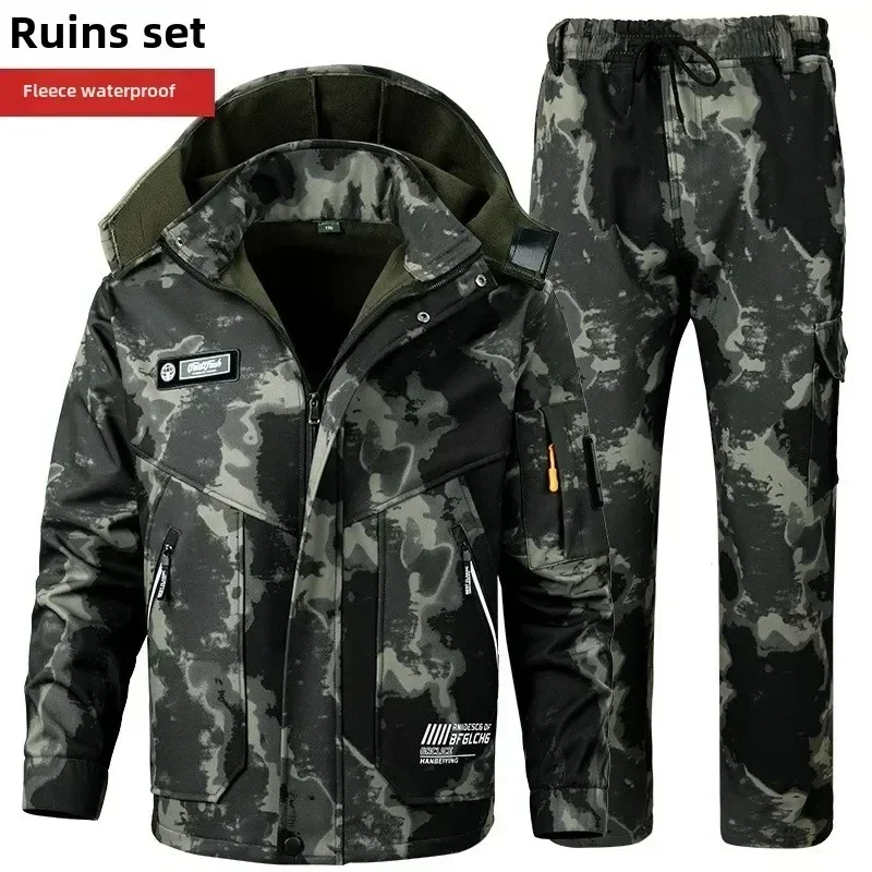 Chaqueta de moto para hombre con conjunto de entrenamiento de terciopelo para otoño e invierno, chaqueta impermeable antidesgaste resistente al frío, regalos de vacaciones, 2026