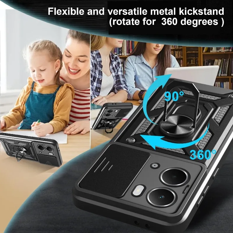 حافظة لهاتف Realme 14 5G غطاء كاميرا منزلق للهاتف عسكري من الدرجة العسكرية لهاتف Realme 14T Fundas