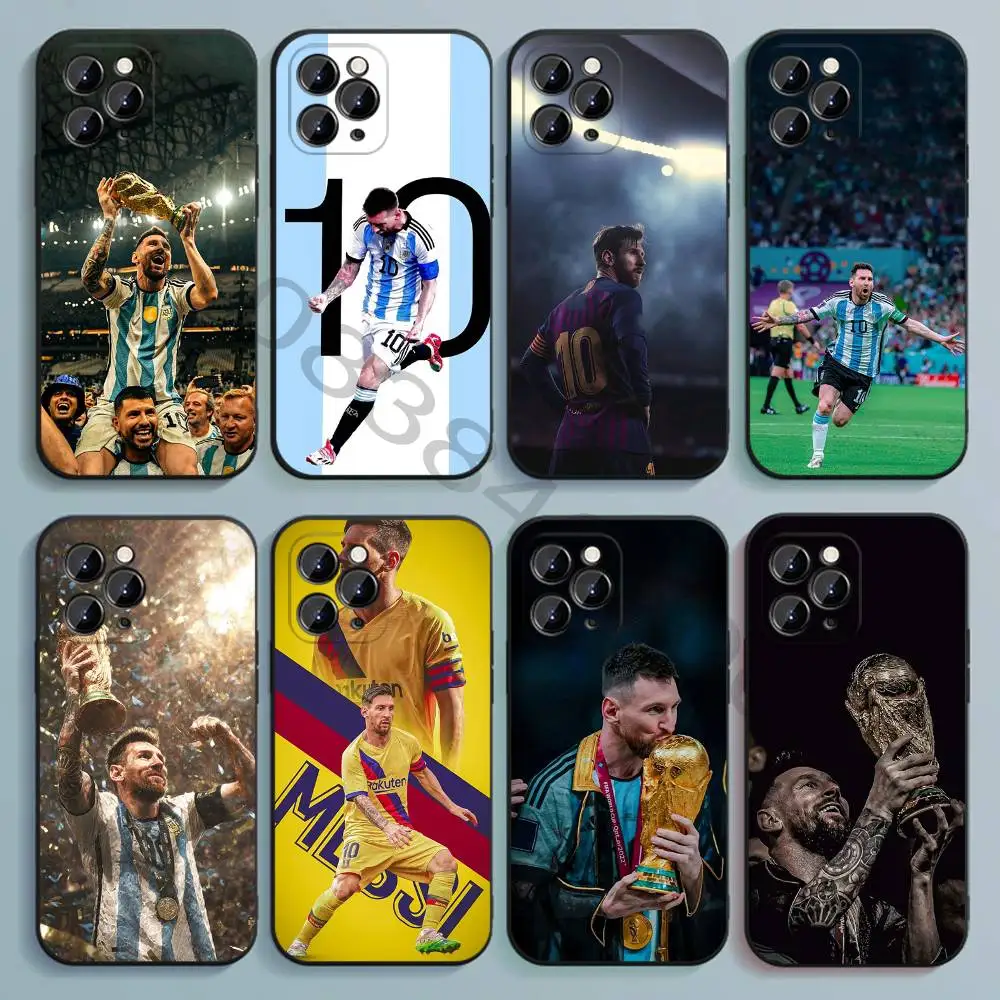 

Football M-MesSI-S-M10 Black Soft TPU Phone Case For iPhone 17 16 15 14 13 12 11 Pro Max Mini Plus E Shell Printed