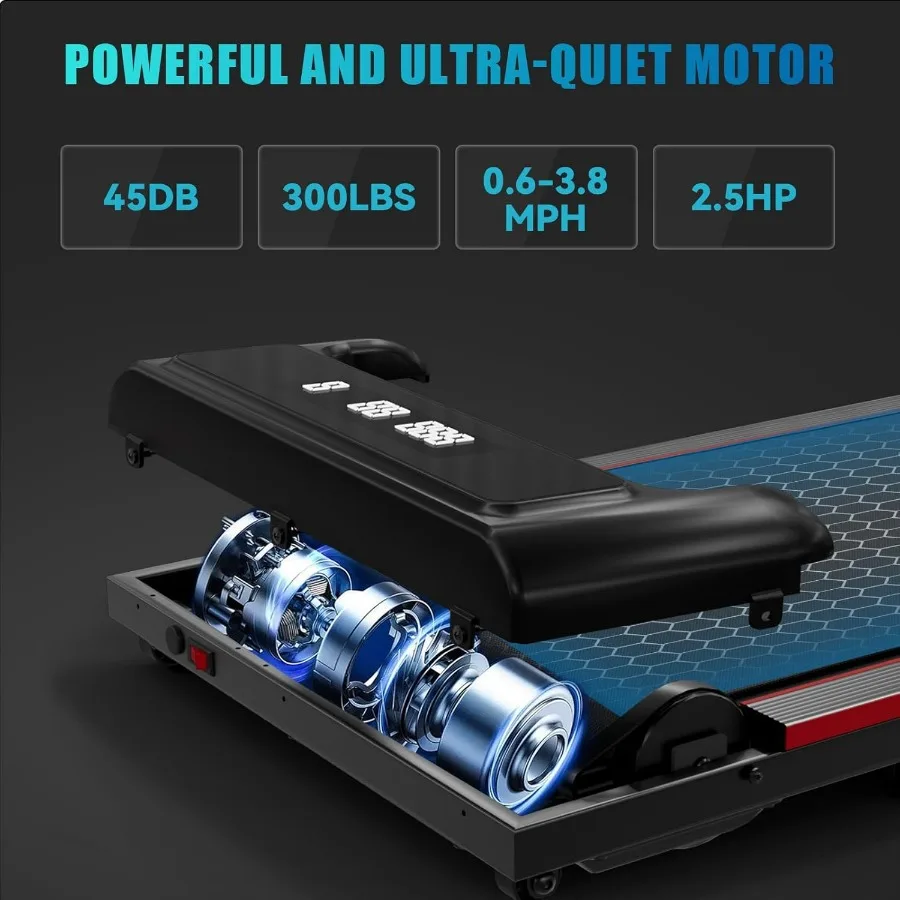 Portable Under Desk Treadmill with Incline for Home Office Use 2.5HP Motor APP Remote Control LCD Display Supports Up to 300 Lb