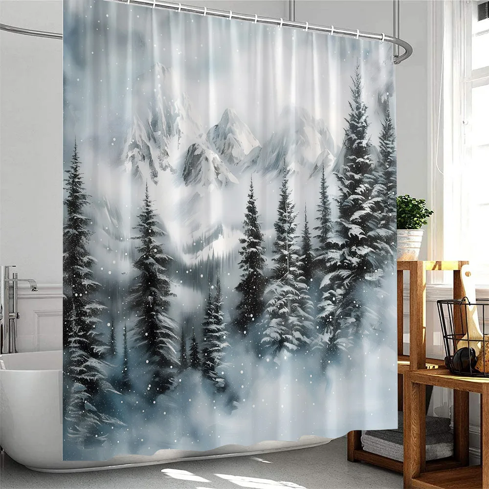 Natural Scenery Shower Curtain Forest Waterfall Stream Nature Landscape Bathroom Home Decor Polyester Fabric Bathtub Curtain