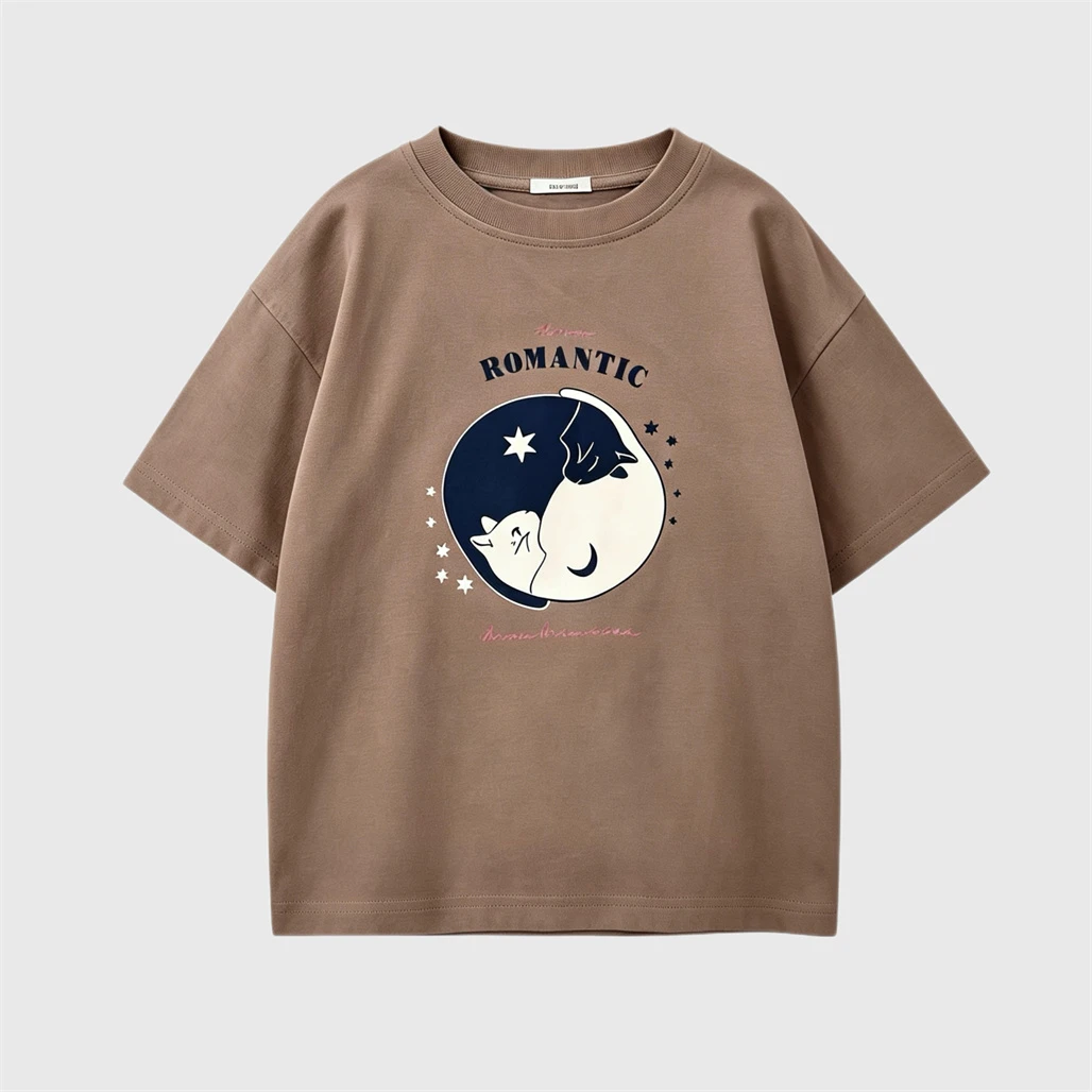 1 2 3 4 5 6Years Child Tshirt Printing Base Shirt Loose Casual Summer Clothes Round Neck Base Shirt Simple Versatile T Shirt