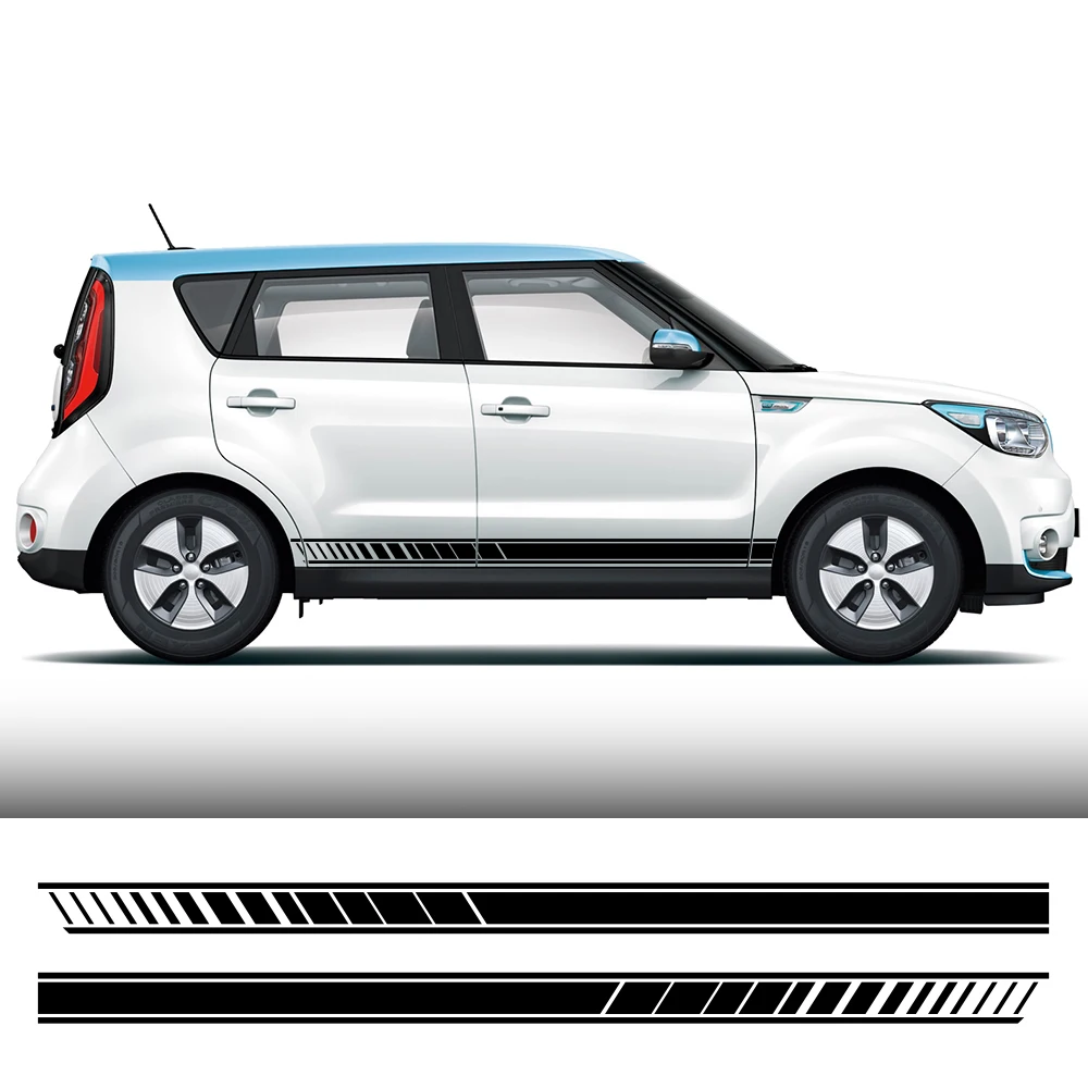 2PCS Car Both Side Door Stickers For Kia Soul DIY Auto Accessories Skirt Stripes Graphics Decoration Vinyl Film Decals