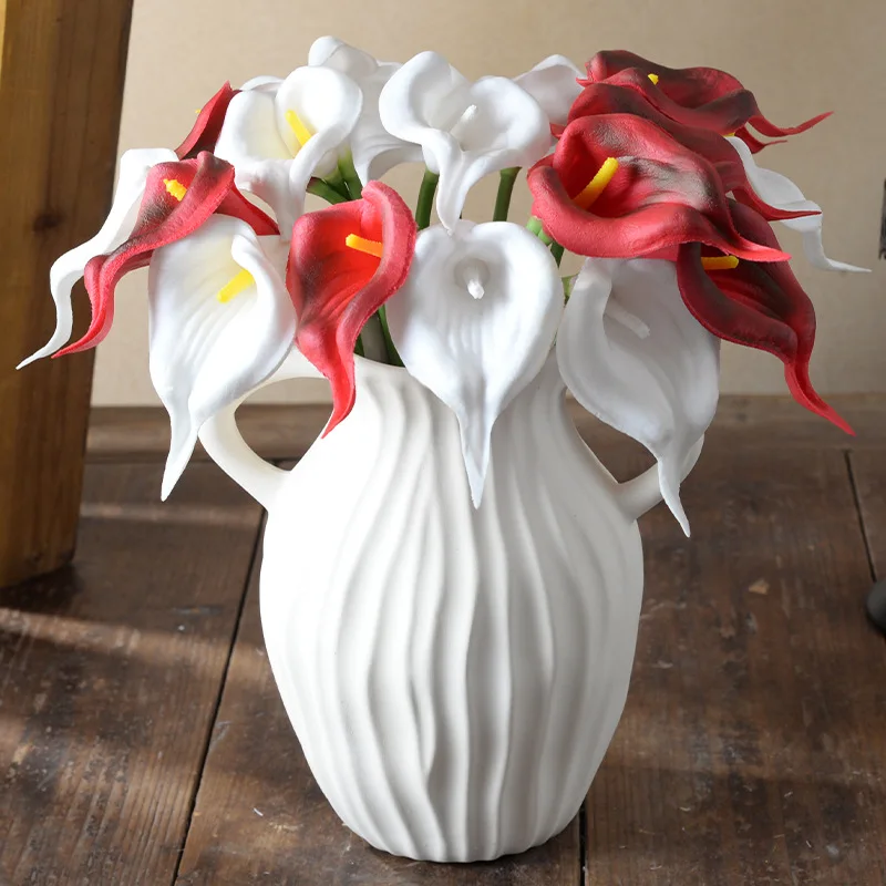 4szt 34cmpu Calla Lily Sztuczny kwiat Kolor Sztuczna kompozycja kwiatowa Bonsai Materiał Dom Salon Stół Dekoracja kwiatowa