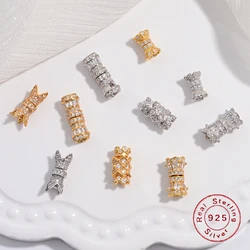 S925 Sterling Silver Zircon Screw Buckle Clasps Flower Cylinder Shape Connector Clasps For DIY Jewelry Making Accessories SK87