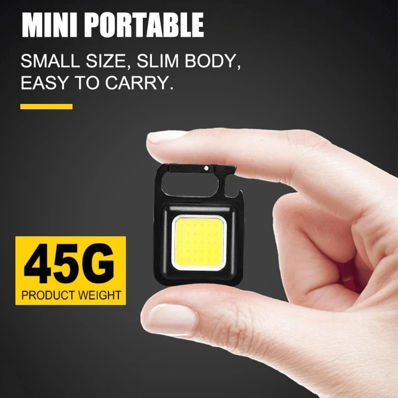 Mini torcia a LED portachiavi lampade da campeggio COB portatili multifunzionali luci da lavoro di ricarica USB lampada da tasca esterna con magnete