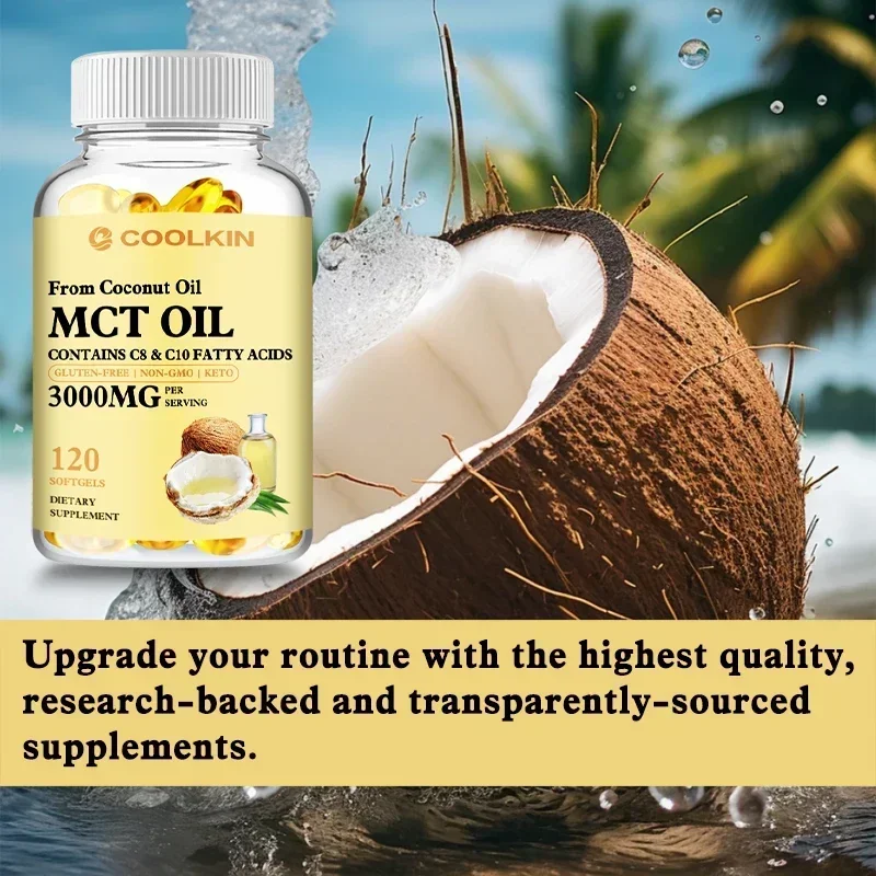 Organic MCT Oil 3000mg - For Skin Care, Immune Support, Energy & Brain, Non-GMO & Gluten Free