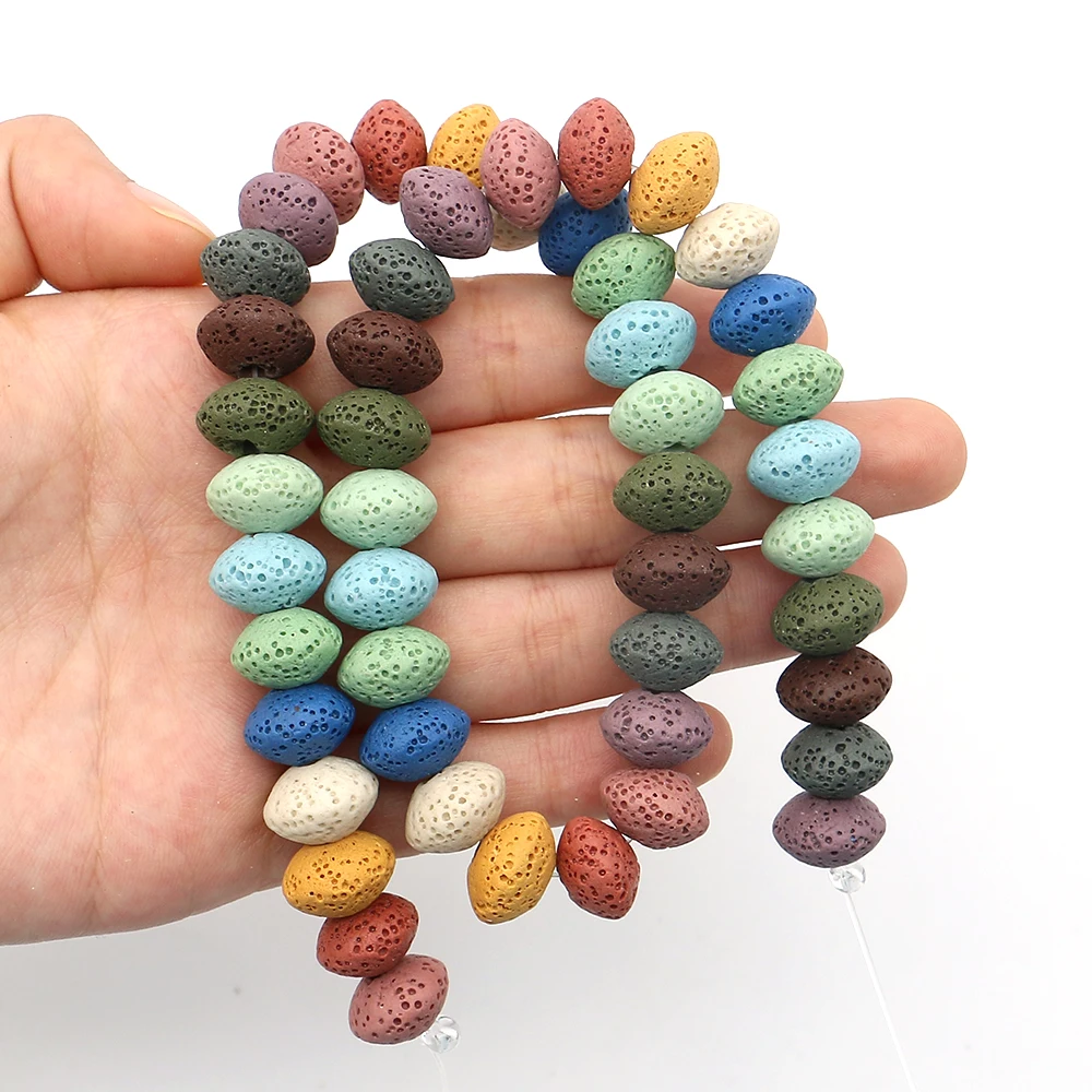 Cuentas de piedra de Lava Natural, difusor de Perfume de aceite esencial, cuentas de ábaco de roca volcánica para fabricación de joyería, collar de pulsera DIY