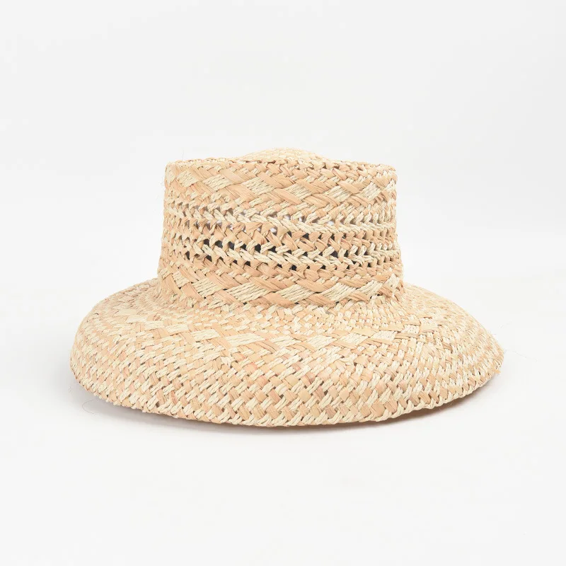 USPOP French Style Women Sun Hat with Hollow-out Design Vintage Handmade Straw Cloche Hat Patchwork Beach Hat for Women