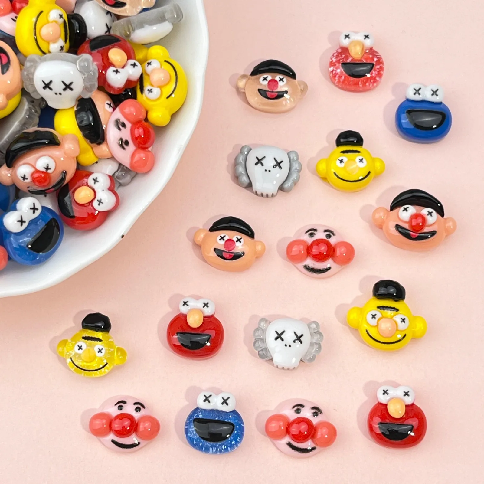 20 шт., смоляные мини-монстры, уличные украшения для ногтей, художественные акриловые фигурки с плоской задней частью, сделай сам, миниатюры, декор для скрапбукинга, ремесло