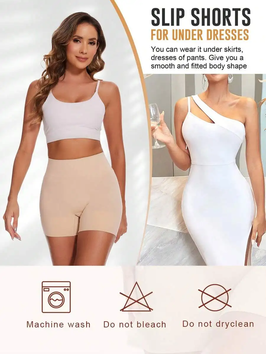 

3pcs Women Shaping Slip Shorts For Dresses Under Skirts Seamless Lining