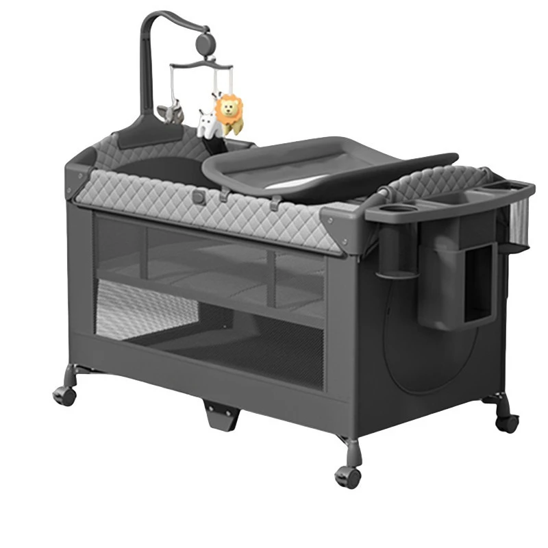 

Crib Foldable Splicing Bed Mobile Portable Multifunctional Children's