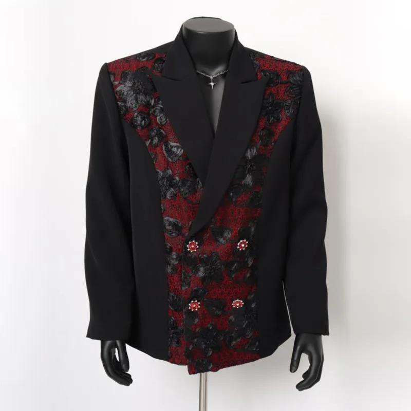 WVGA Spring Autumn New Man Tide Luxury Patchwork Embroidered Chic Blazer Niche Trendy Casual Breasted Suit Jacket Ins Y2K W10216