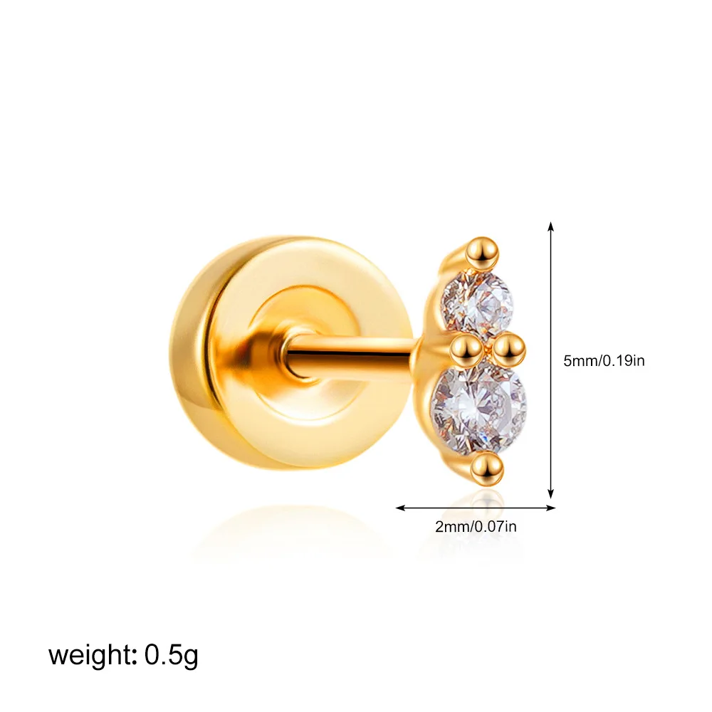 1PC Chirurgische Edelstahl Ohrringe für Frauen Zierliche Ohrringe mit flacher Rückseite Ohrstecker 20G CZ Knorpel Helix Tragus Conch Lobe Piercing – Detail 20