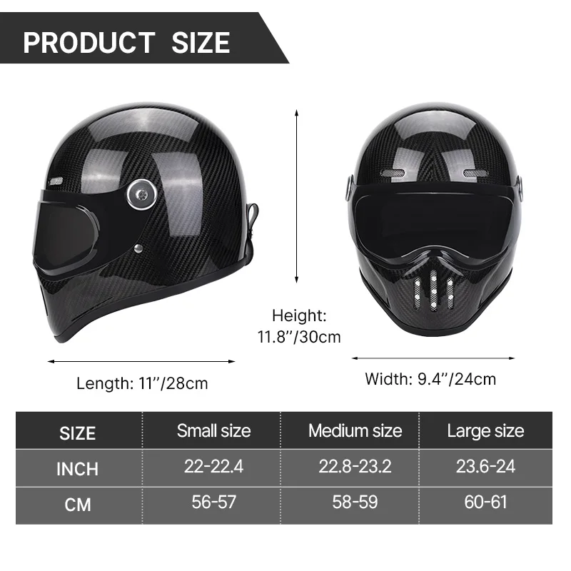 DOT Certified Retro Motorcycle Full Helmet Motorcross Helmet for Men and Women Autumn and Winter Cruise Pedal Electric Bike Warm