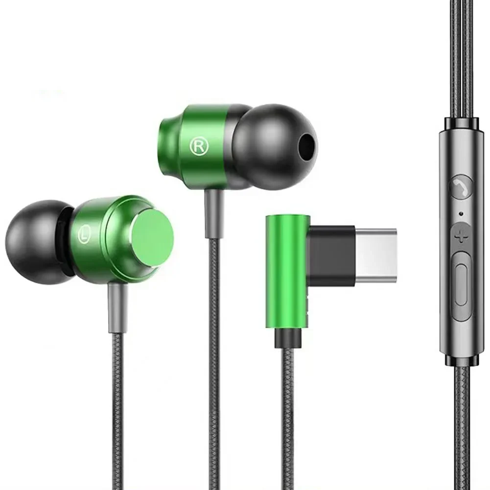 Metal Magnetic Wired Type-C Earphones Compatibility In Ear Heavy Bass Phone Wire Control Tuning Gaming Earphones