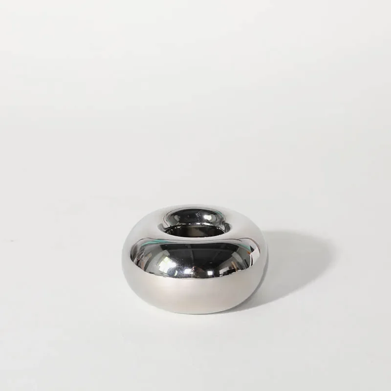 Silver Ceramic Candle Holder Round Doughnut Candlestick Scented Candle Stand Candle Stick Holder Home Decoration Accessories