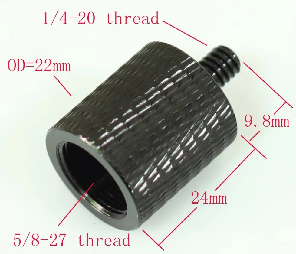 Microphone Stand 5/8"-27 Female to 1/4"-20 female fr Mic rod and camera tripod，5/8 to 1/4 double female adapter, 5/8" to 1/4"