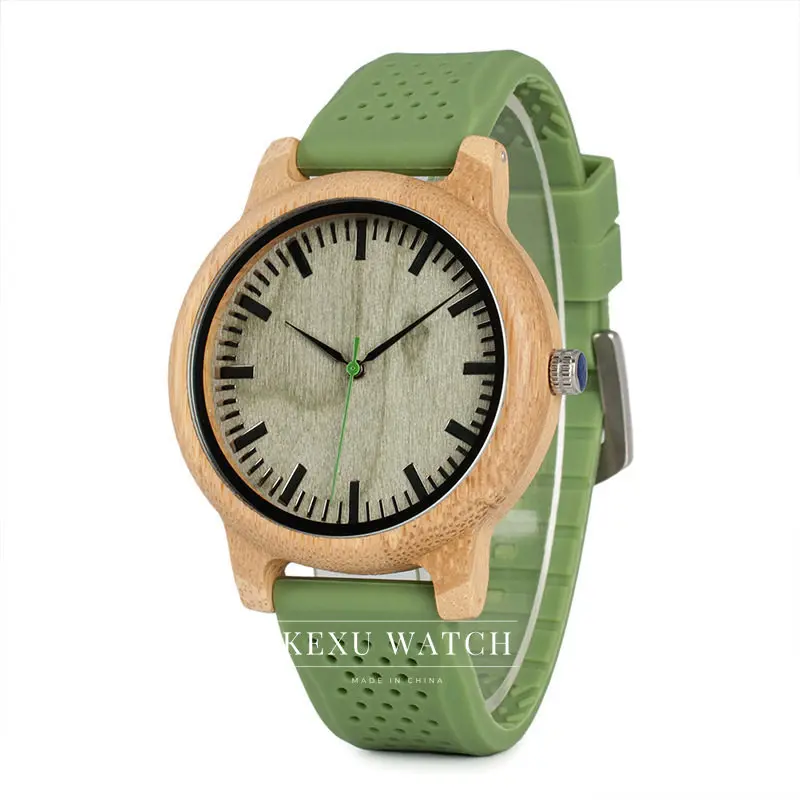 New Arrival Unisex Wooden Watch with Green Dial & Soft Silicone Strap  Stylish Casual Wood Wristwatch