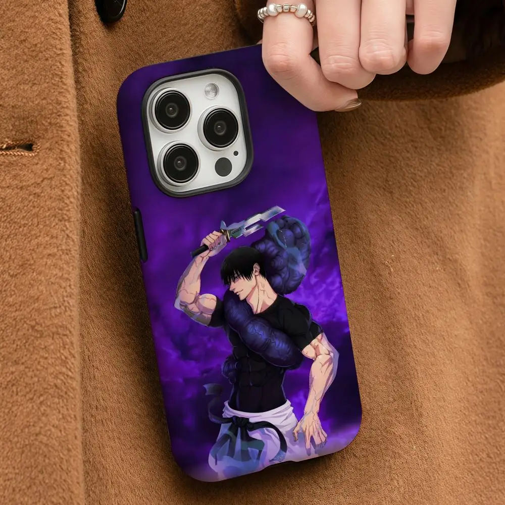 

F-Fushiguro Anime Toji Phone Case For iPhone 17 16 15 14 13 12 Pro Max Plus Glossy HD Double-Layer Liquid Back Film Hard Shell