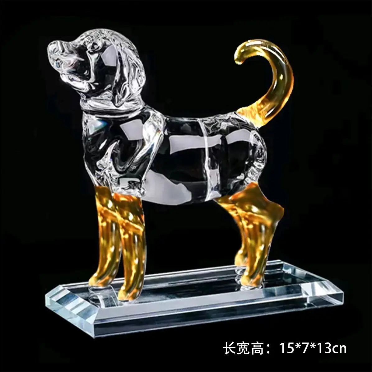 Crystal Dog Statue Feng Shui for Wealth and Protection, Lucky Money Dog Figurine for Living Room Office Desk,Business Gift
