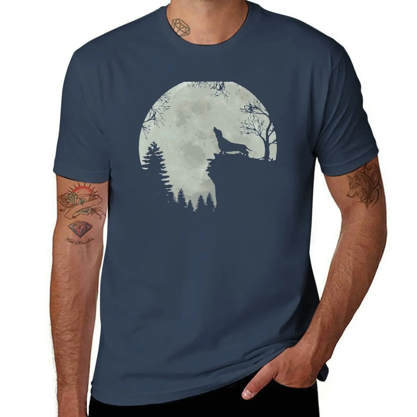 

Funny Howling Dachshund Full Moon Wiener Dog. T-Shirt man t shirt luxury t shirts for man graphic funny T-Shirt