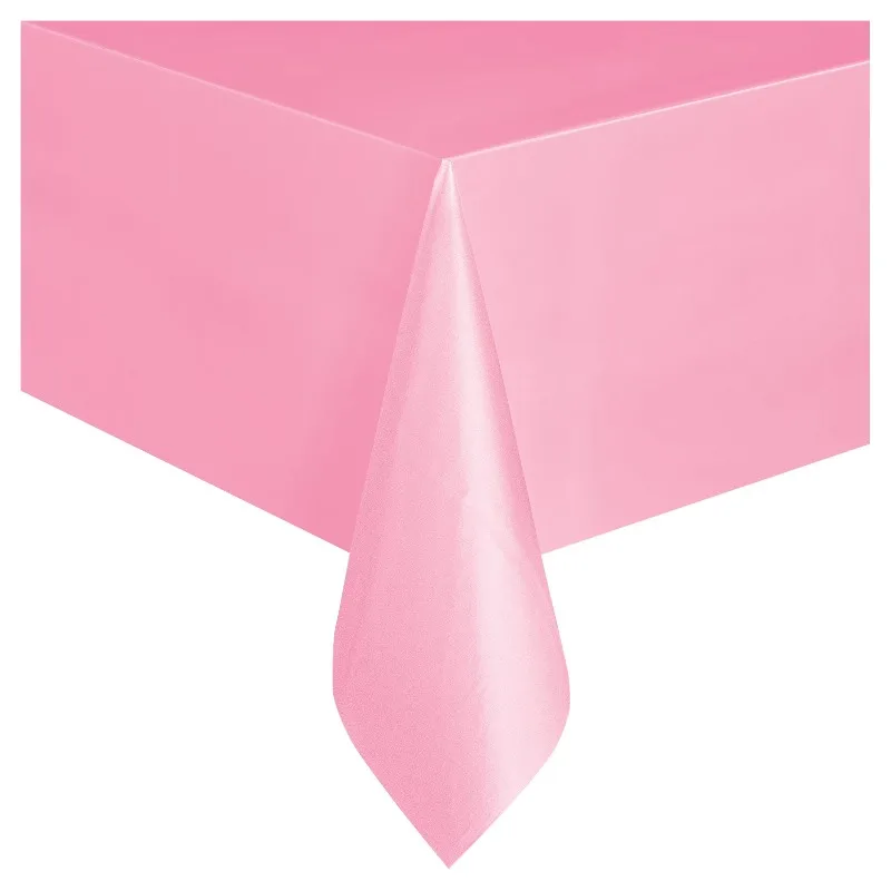 Rectangular Plastic Table Cover, 54 In x 108 In, Light Pink, 1 Count