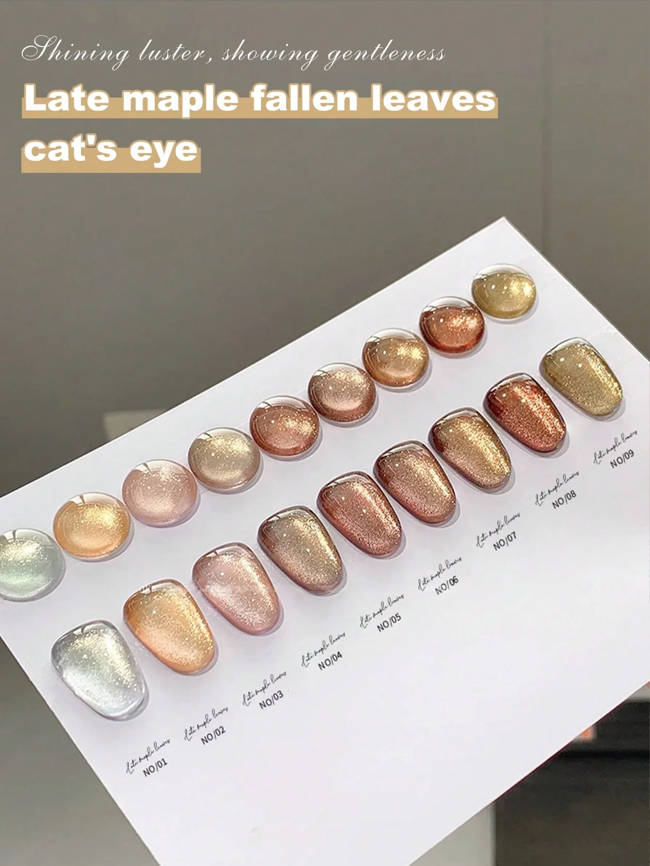 1pc 10Ml Late Maple Fallen Leaves Cat Eye Magnetic Gel Polish Set with Soak Off UV LED Cat Eye Gel Polish Manicure Nail Art Gift