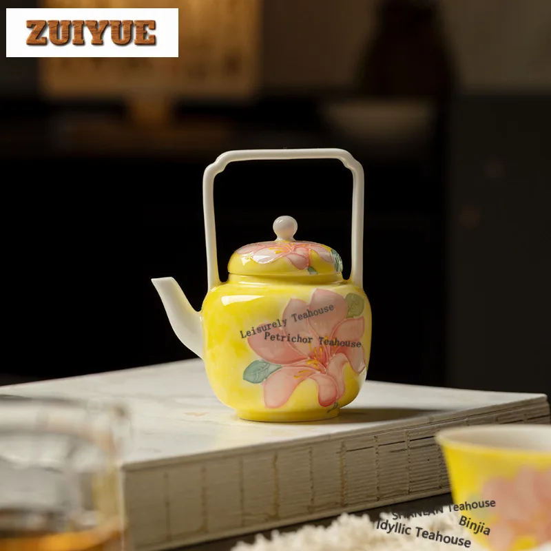 

110 мл ручная роспись лилии подъемная ручка чайник креативный чайник для заварки чая чайник с шариковым отверстием коллекция кафе ремесло