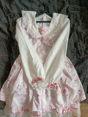 Autunno giapponese dolce Lolita Kawaii abito da donna primavera stampato design con fiocco falso abito in due pezzi femminile rosa abiti popolari coreani