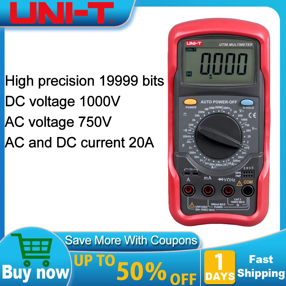 

UNI-T UT56 Standard Digital Multimeter Multifunctional Digital Display Universal Meter with Four and a Half High Accuracy