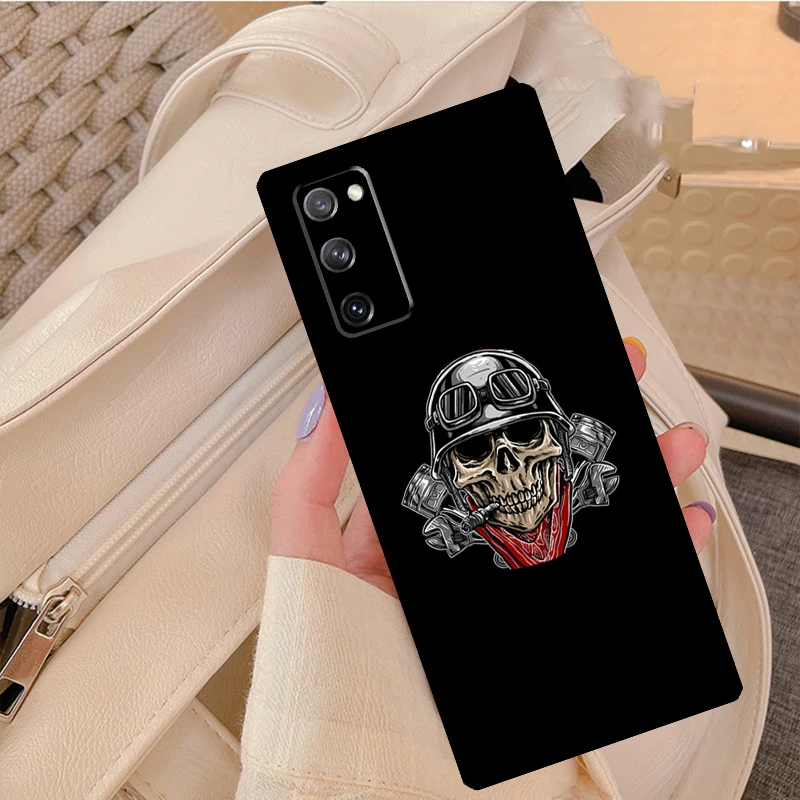 Motorbike biker chopper skull Soft Case For Samsung Galaxy S22 Ultra S8 S9 S10 S20 FE S21 Plus S10e Note 20 Ultra Cover