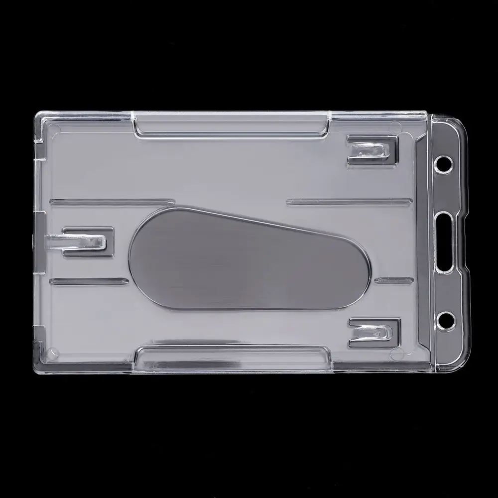 10x6cm Vertical Plastic Badge Holder Transparent Clear Double Card ID case