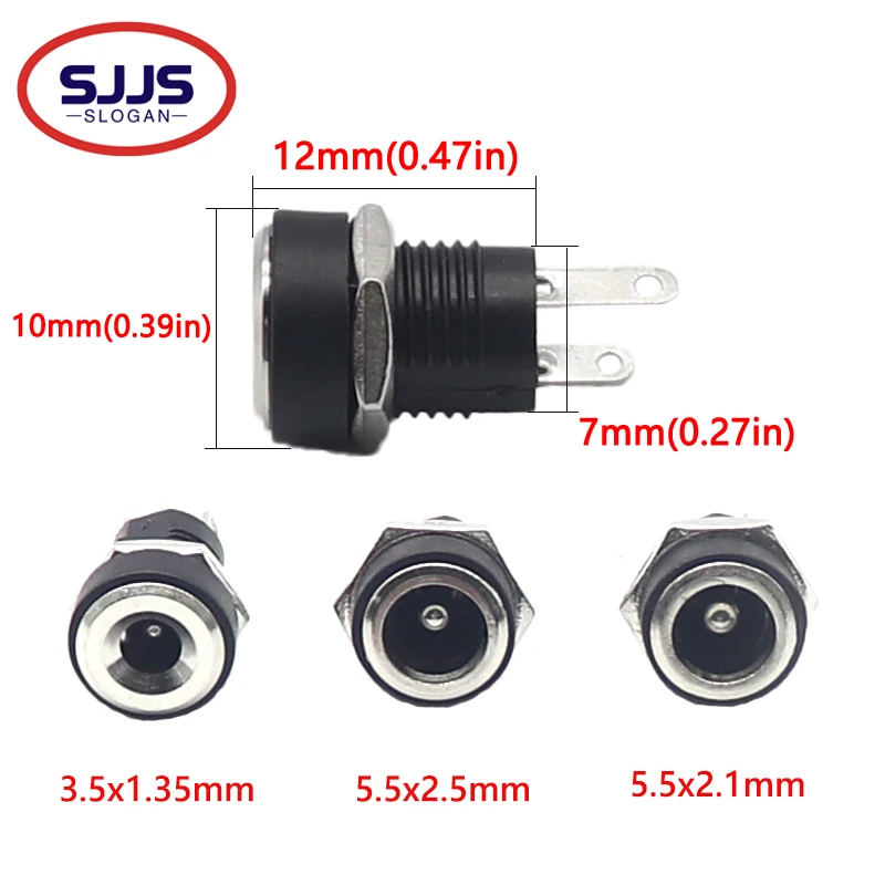 【10-5PCS】5.5x2.1mm 5.5x2.5 Złącza DC Wtyczka zasilania Męskie Żeńskie Gniazdo Nakrętka Montaż panelowy Typ lutowania Adapter złącza DC