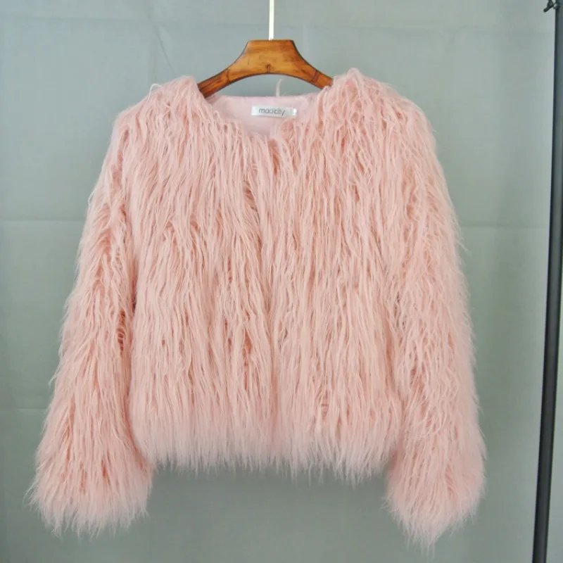 Fluffy Fur Coat Colorful Streetwear Women Faux Fur Jacket Big Size Women Clothing Sheepskin Coat Long Sleeve Chic Short Coat