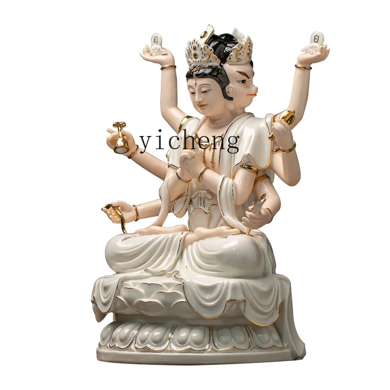 Immagine 6: FJ-17 Statua in Ceramica Dou Mu Yuan Jun Ornamento per il Culto Domestico Yuan Ming Dao
